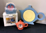 Vintage Fiesta - 5-piece Coaster Set, New In Box, Trivet & Clock