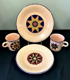 Vintage Fiesta - 4 Pieces Tamarack Quilt Pattern, Mugs Are 3½