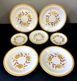 Vintage Fiesta - 7 Pieces Carnation Pattern, Largest Plate Is 10¼