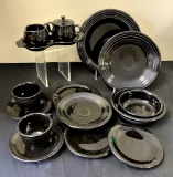 Vintage Fiesta - 16 Pieces Black, Largest Plate Is 10