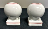 Vintage Fiesta - Pair White Holiday Candlesticks