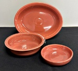 Vintage Fiesta - 3 Pieces Rose, Platter Is 12½