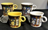 Vintage Fiesta - 4 Christmas Mugs, 3½