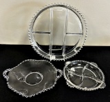 Vintage Imperial Candlewick - 3 Divided Dishes, Largest Is 13