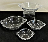 Vintage Imperial Candlewick - 4 2-handled Bowls, Largest Is 9