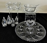 Vintage Imperial Candlewick - Sauce Bowl W/ Ladle & Underplate, Deviled Egg