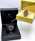 2 Watches - Invicta #4148 Gold Tone & Croton #CR307853 Stainless/Black
