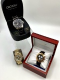 3 Watches - Invicta #3020 Gold Tone, Croton #CR307853 Stainless/Black & Kla