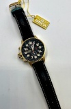 Invicta ‘Lefty’ Watch #3330 Gold Tone/Leather Band