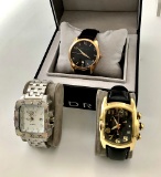 3 Watches - Invicta Lupah #9891 Gold Tone/Leather Band, Magica No Model#  S