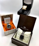 3 Watches - Philip #8253805235 Stainless, Croton #CR307988 Rose Gold/Lizard