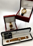 3 Watches - Klaus-Kobec #KKG1913 49280 Gold Tone/Leather Band, Klaus-Kobec