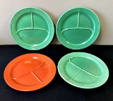 Vintage Fiesta - 4 Grill Plates, 3 Green & 1 Red, 11½