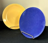 Vintage Fiesta - 2 Cake Plates, Yellow & Blue, 10¾