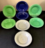Vintage Fiesta - 8 Bowls, Green Blue & Gray, 8½