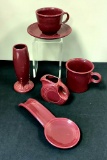 Vintage Fiesta - 6 Pieces Maroon, Vase Is 6¼