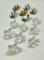 Set Of 8 Vintage Porcelain Place Card Holders;     Set Of 6 Vintage Porcela