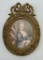 Nice Antique Miniature Hand Painted Portrait In Bronze Frame - 2¾