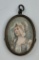 Antique Miniature French Hand Painted Portrait Set In Pendant - Circa Late