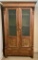 Antique Early 1900s Austrian Cabinet W/ Drawer - Green Glass Front Panels -