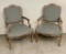 Pair Vintage Carved French Style Chairs W/ Arms - 37