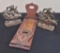 Pair Vintage Ship Bookends;     Nouveau Wood & Brass Book Holders - 15