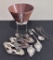 Very Nice Mahogany & Silver Salad Bowl - W/ Spoon & Fork & Misc.