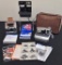 3 Vintage Polaroid Cameras & Leather Case