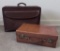 2 Vintage Leather Suitcases - Largest Is 19