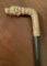 Antique Walking Stick W/ Gold Wash On Dog's Head - 36