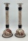 Pair Enameled & 900 Silver Austrian Candlesticks - Hallmarked W/ 