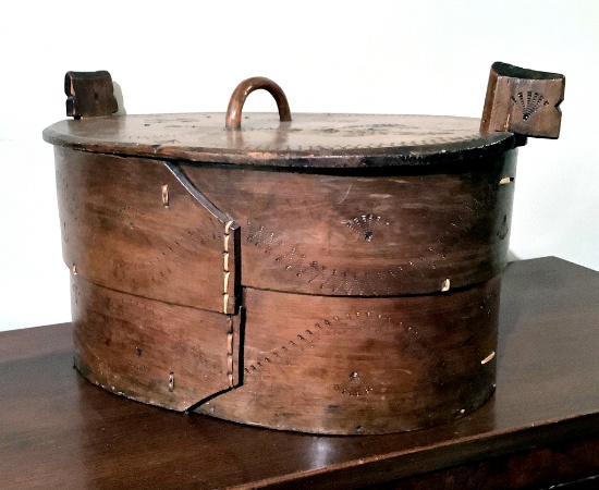 Antique Norwegian Tine Handmade Bentwood Box - 20"x12"