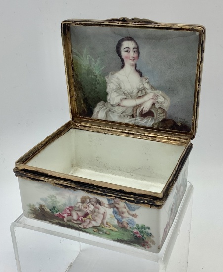 Very Old Berlin Portrait Box W/ Hinged Top - Circa 1780, Portrait By Chodow