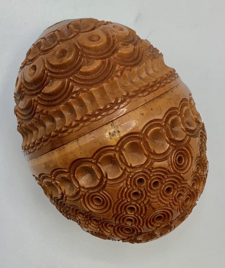 Antique Treenware 2-piece Egg Box - Very Nicely Done, Needles/Thread/Thimbl