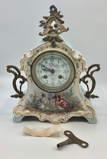 Antique Porcelain Clock - French Made, Fram Jaccard's St. Louis, 10"x10"