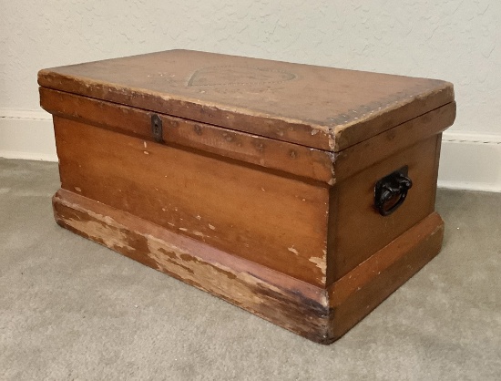 Vintage Wood Trunk - 12"x25"x15", Repainted In 1960