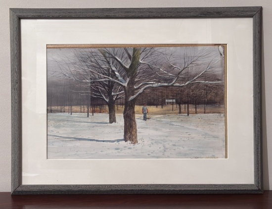 Jack O'hara Watercolor - Winter Scenic, Signed Lower Right, In Frame W/ Gla