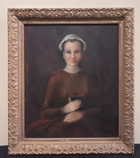 Blanch Lenon Oil On Canvas - Portrait Of Katherine, 1963, Initialed BML Low