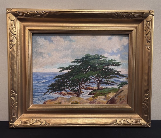 Mary Welch ( Student Of Birger Sandzén) Oil On Panel - Coastal Scenic, Sign