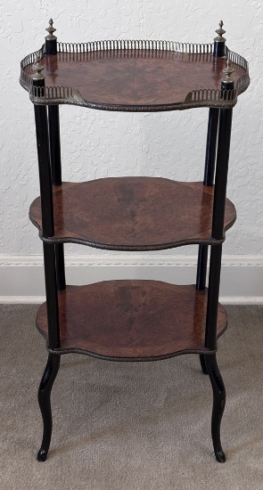 Very Nice Small Antique French Etagere W/ Top Gallery Pierced Rail - Great