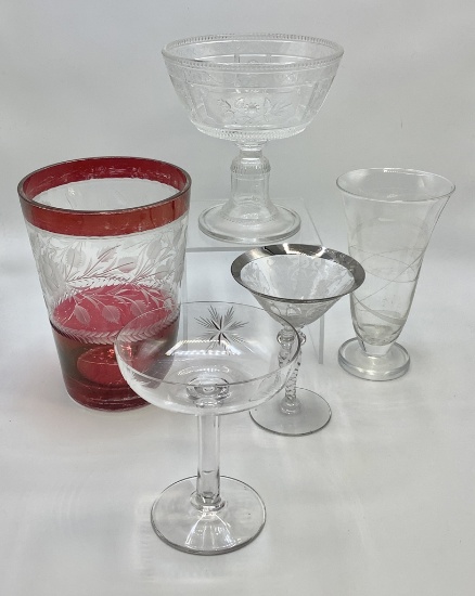 Estate Lot - Vintage Glassware, Tallest Is 8" - All As Found