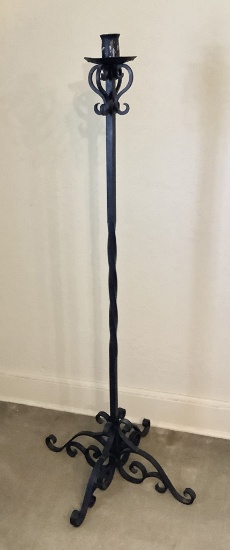 Vintage Hand Wrought Iron Floor Candlestick - 50"
