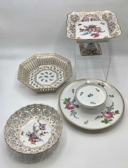 4 Pieces Dresden China - Circa Early To Mid 1900s, 7"x4¼"