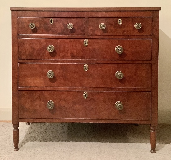 Antique Mahogany Sheraton Style Chest W/ 2 Over 3 Drawers - Circa Early 180