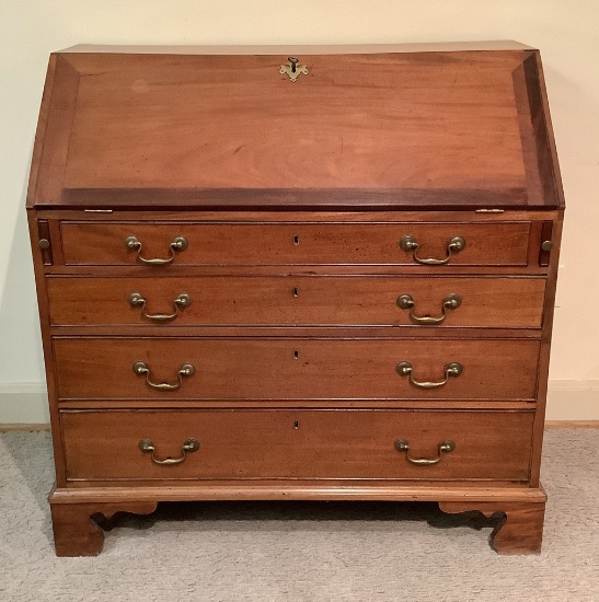 Antique Mahogany Chippendale Style Slant Top Desk - Circa 1800, 41"x20"x40"