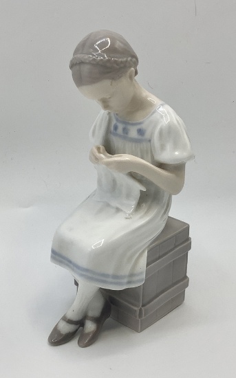Bing & Grondahl Figure - Grethe Knitting Girl, 7"