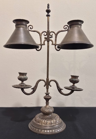Early French Candelabra W/ Adjustable Arms Cups & Shades - Great Original P
