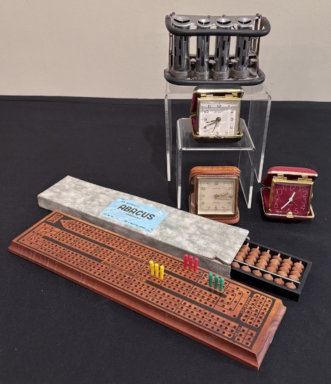 Estate Lot - Includes: Vintage Cribbage Board, Abacus, Change Maker, 3 Vint