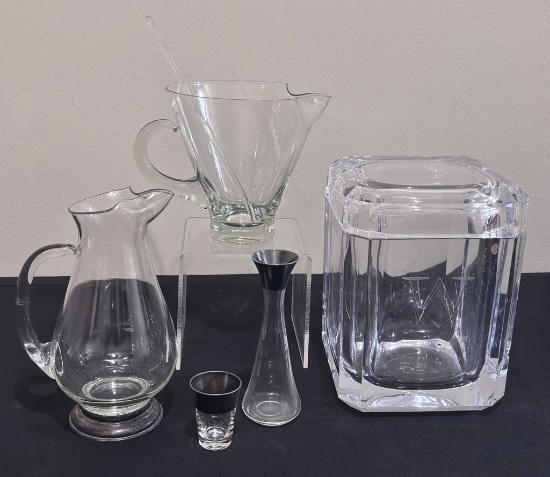 Estate Lot - Vintage Barware Includes: Martini Pitcher W/ Sterling Base, 9"