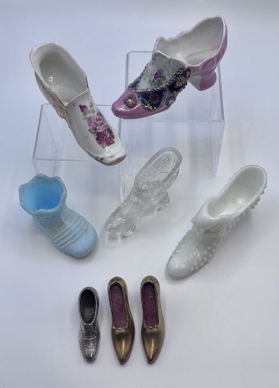 Estate Lot - Glass, Porcelain & Metal Shoes
